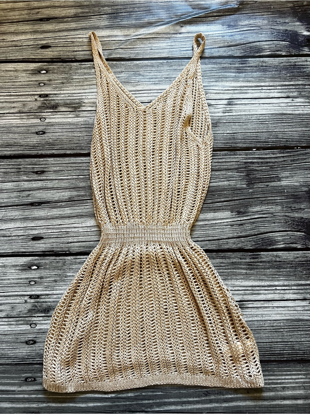 Cupshe Cream Crochet Knit Swim Coverup Dress